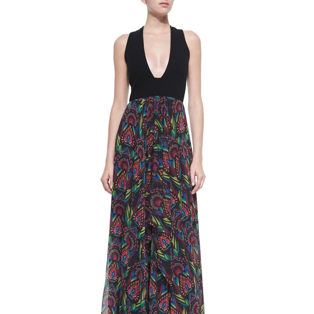 Alice + Olivia Women's Cait Sleeveless Deco-Print Maxi Dress Black/Multicolor 4